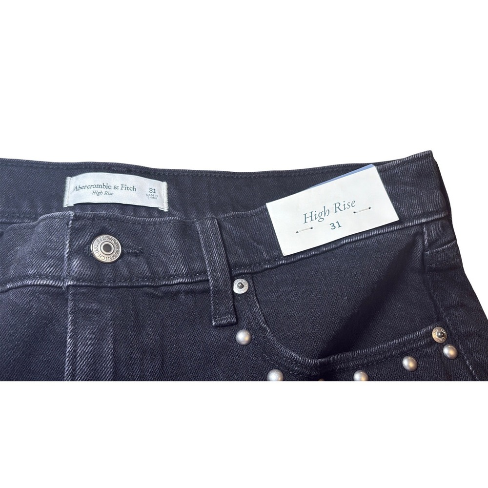 Abercrombie & Fitch NWT Skirt Women's Black High Rise Denim Mini Skirt Size 31 - Picture 4 of 8